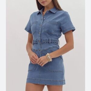 NEW denim collared button up fitted dress